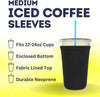 TahoeBay Iced Coffee Cold Cup Sleeve (4-Pack) Reusable Blank Neoprene Insulator Drink Sleeves 22-24oz Beverage Holder for Vinyl Sublimation fits Dunkin' Medium and Starbucks Venti (Black) - TahoeBay