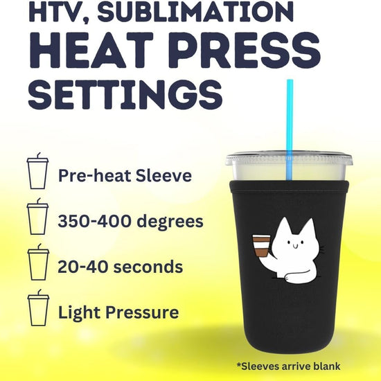 TahoeBay Iced Coffee Cold Cup Sleeve (4-Pack) Reusable Blank Neoprene Insulator Drink Sleeves 22-24oz Beverage Holder for Vinyl Sublimation fits Dunkin' Medium and Starbucks Venti (Black) - TahoeBay