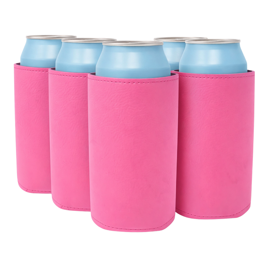 Slim-Size Leatherette Can Coolers - TahoeBay