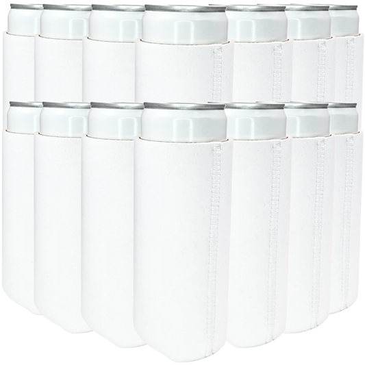 Sublimation White Neoprene Can Cooler Blanks - Slim Size