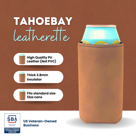 Slim-Size Leatherette Can Coolers - TahoeBay
